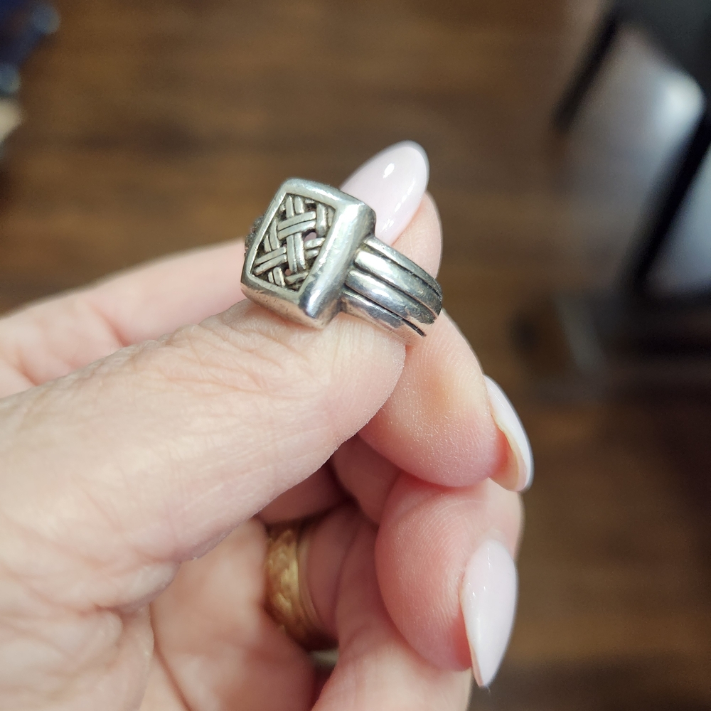 Brighton 925 Sterling Silver Basket Weave Square Ring Size 7 - Picture 4 of 7